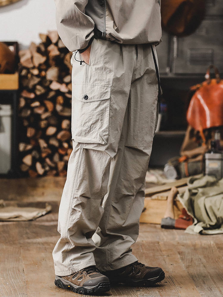 高級感工裝褲子男寬鬆直筒男士休閒褲城市戶外通勤機能戰術衝鋒褲