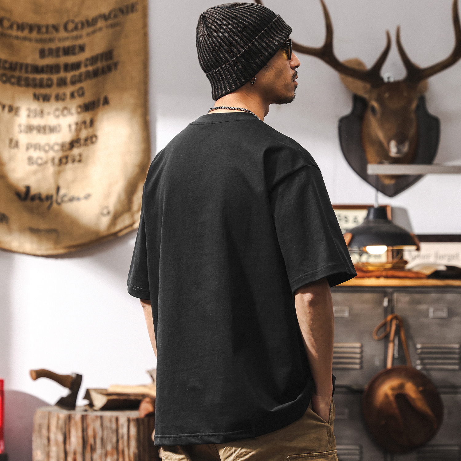 美式復古300g重磅T恤男夏季短袖2025新款潮流印花休閒上衣男