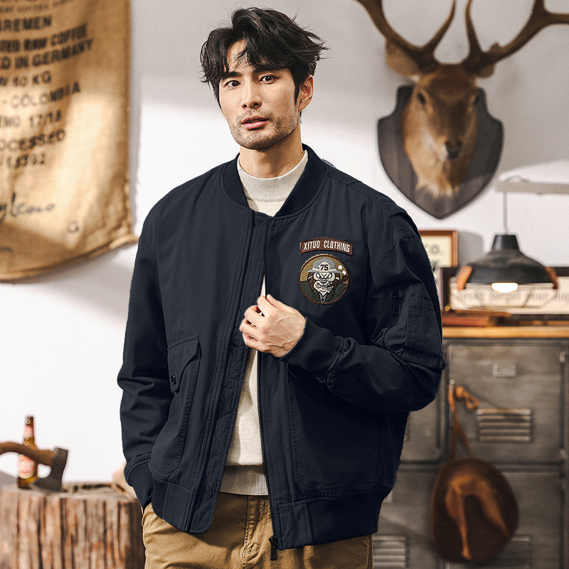 美式復古阿美咔嘰工裝外套男秋冬款潮牌棒球領獵裝戶外休閒夾克男