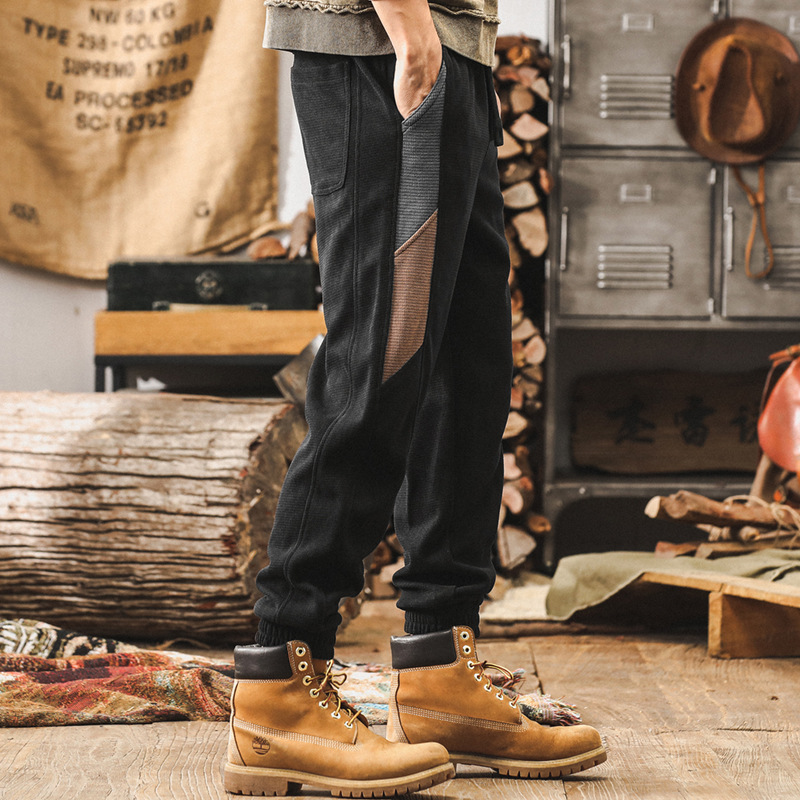 美式復古冬季雪尼爾燈芯絨褲子男秋冬款潮牌重磅衛褲男束腳休閒褲