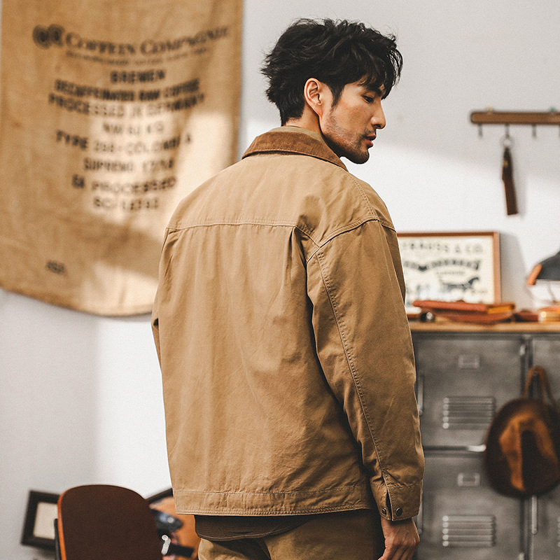 美式經典複古底特律工裝夾克男潮牌阿美咔叽帆布古著外套男春秋季