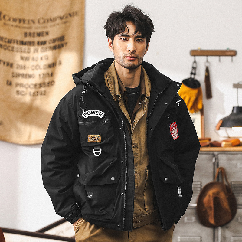 美式潮牌工裝羽絨服男冬季加厚戶外抗寒保暖戰術機能外套男秋冬款