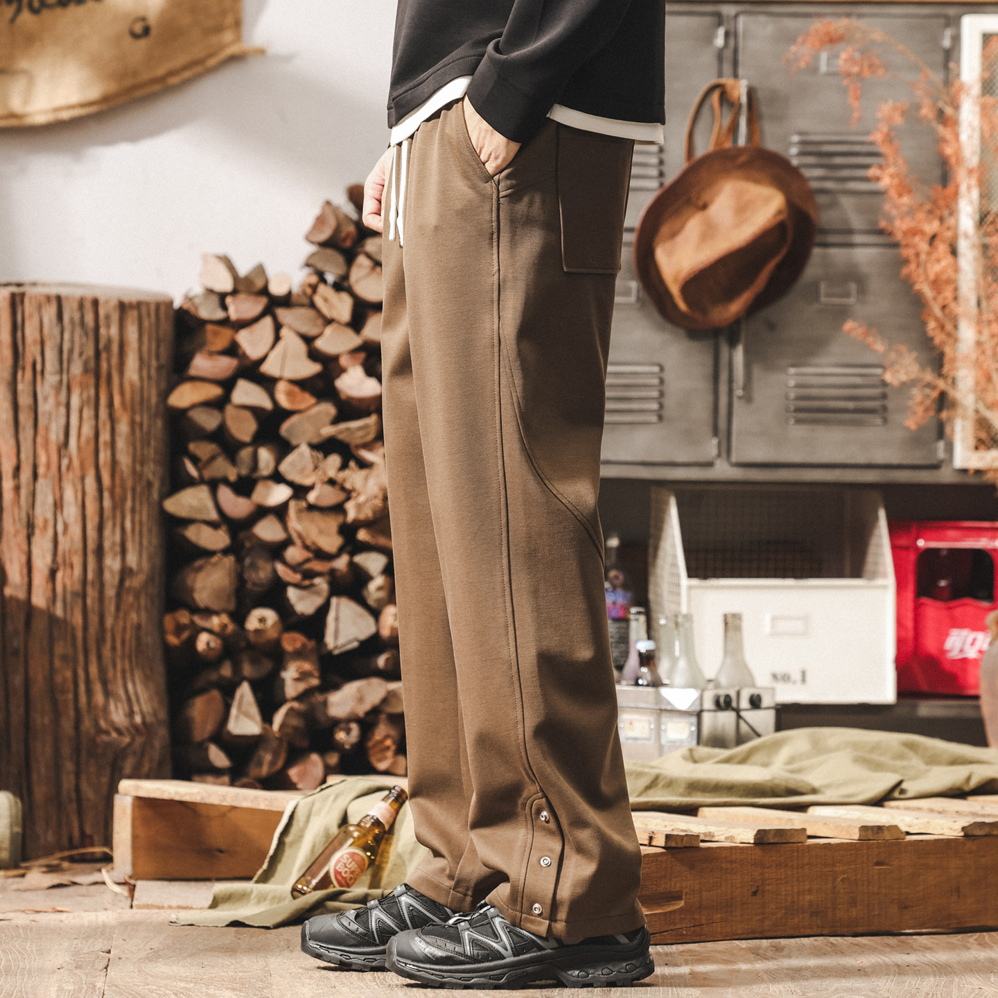 美式重磅復古萊賽爾垂感秋冬褲子男款寬鬆高級感休閒褲男直筒長褲