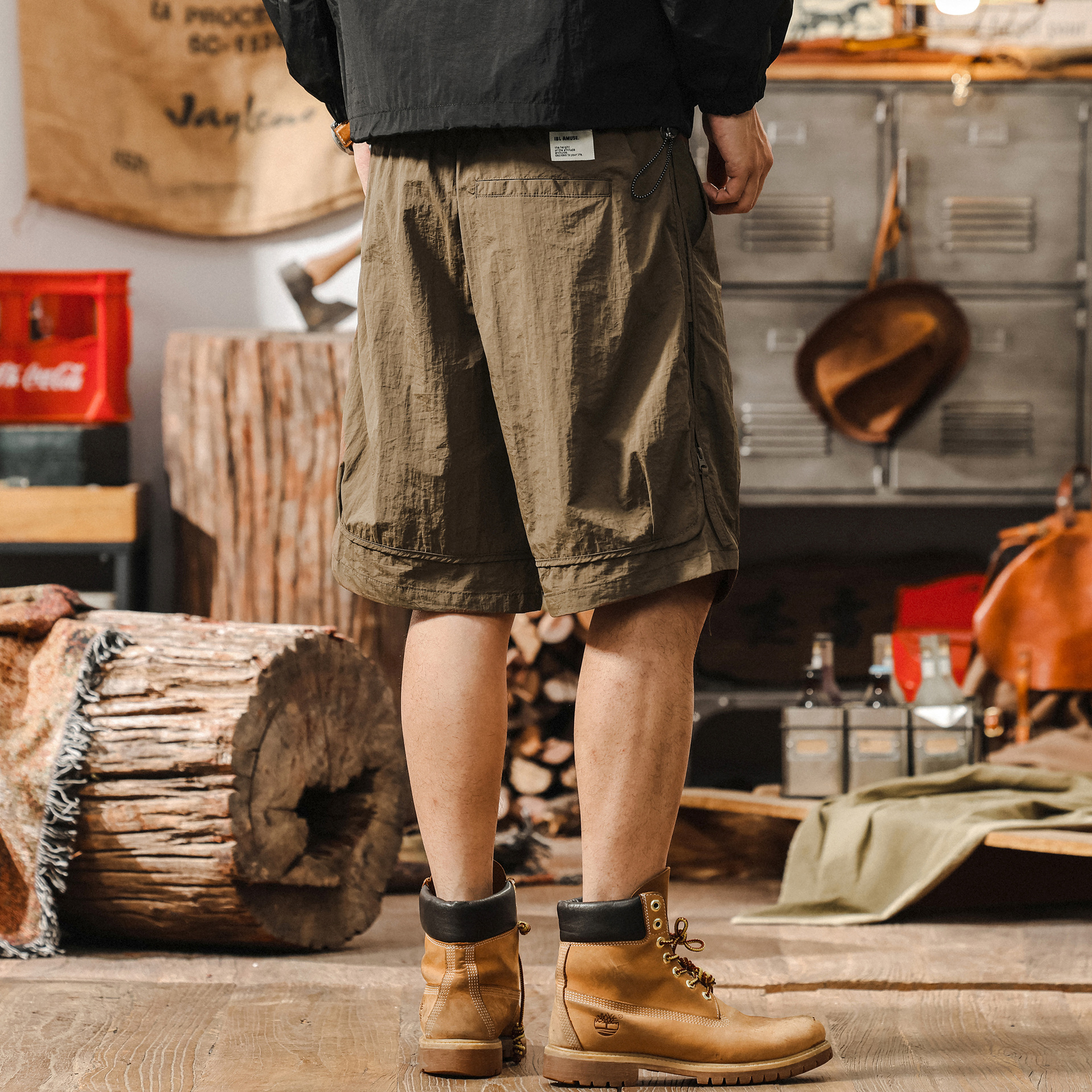 冰絲涼感工裝短褲男夏季美式山系戶外薄款速幹運動寬鬆大碼五分褲