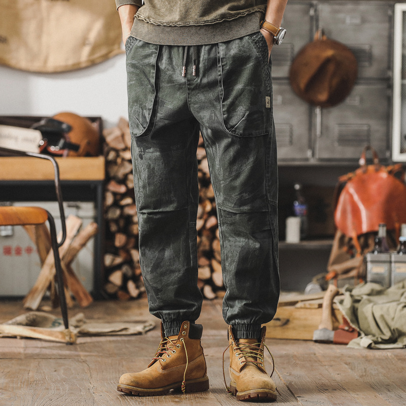 杰雷諾叢林獵裝工裝褲男春秋款寬鬆直筒男士休閒褲潮牌春季束腳褲