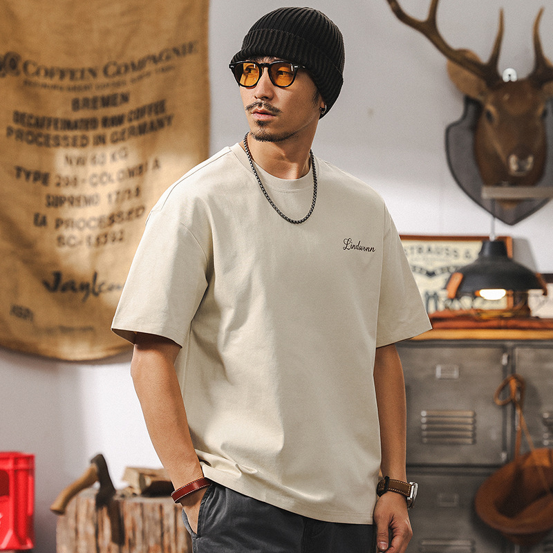 防曬涼感抗菌短袖男夏季2025新款美式復古潮流T恤男休閒寬鬆上衣T