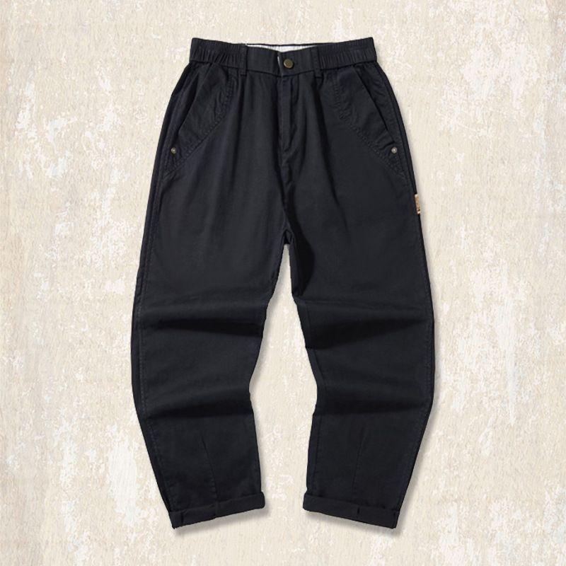 美式復古做舊洗褪工裝褲子男夏季寬鬆直筒長褲潮牌通勤百搭休閒褲