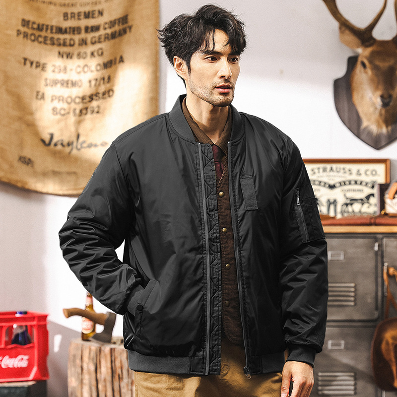 美式復古MA1飛行員夾克2024新款冬季加厚工裝棉服男士秋冬款外套