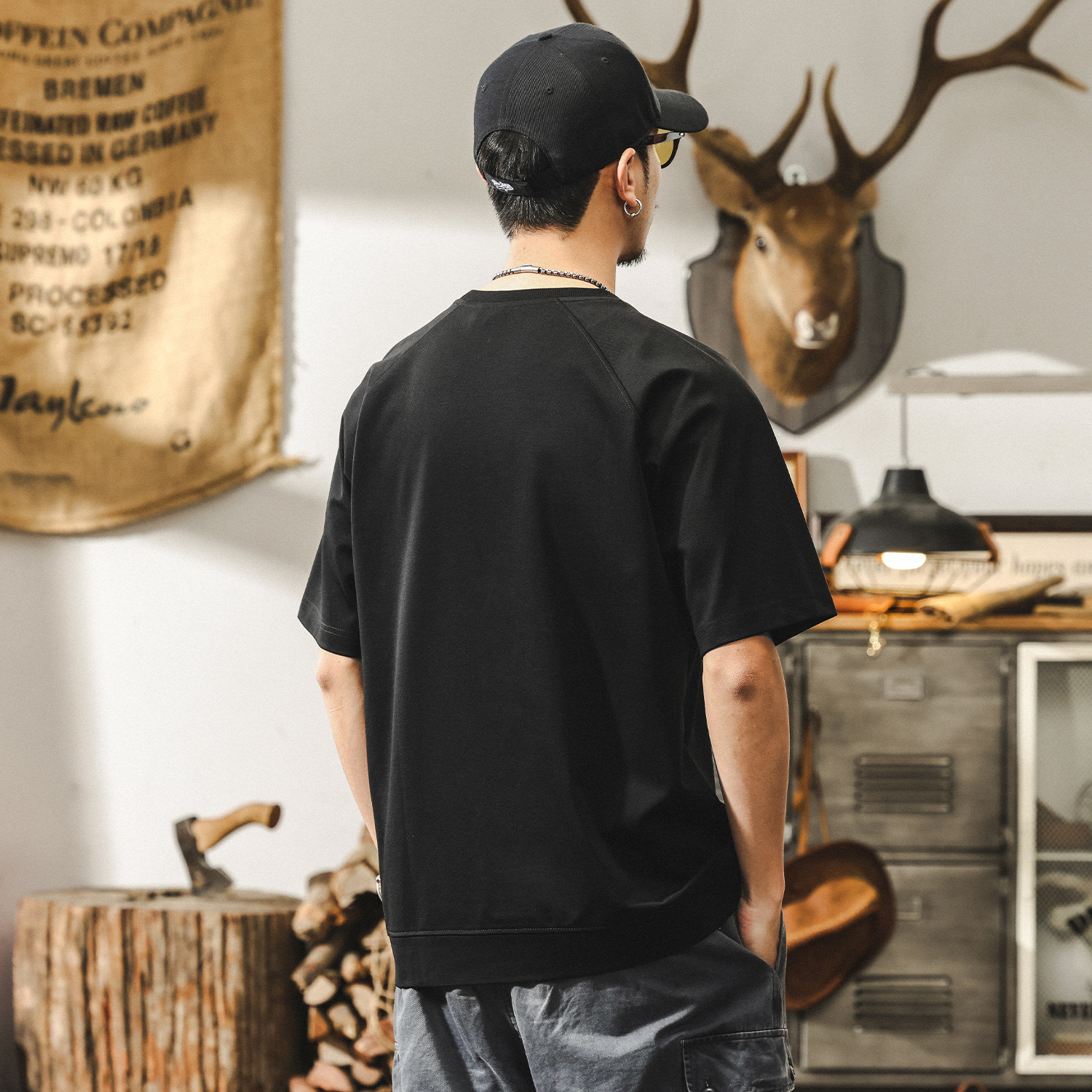 萊賽爾軟糯高級感短袖男款夏季男士T恤2025新款美式復古寬鬆上衣