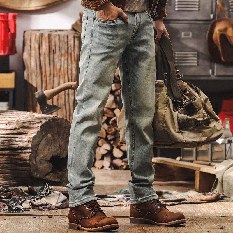 美式復古水洗牛仔褲男款2025潮牌直筒修身長褲男士秋季新款休閒褲