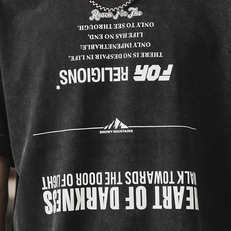 杰雷諾16S重磅T恤男短袖夏季美式復古寬鬆大碼印花體恤上衣男