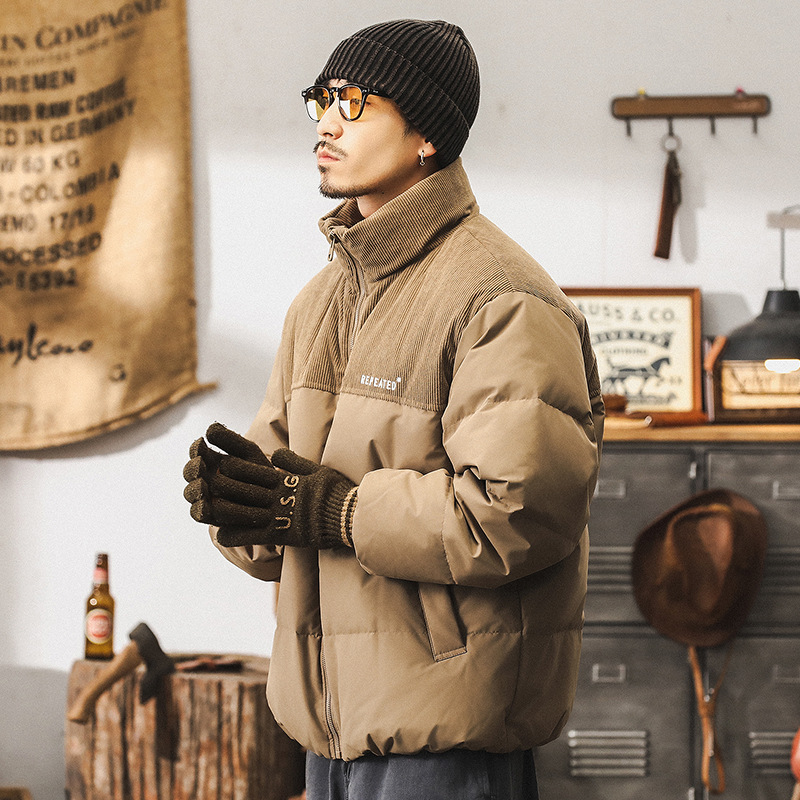 新國標90鴨絨羽絨服男冬季美式戶外保暖加厚立領面包服工裝外套男