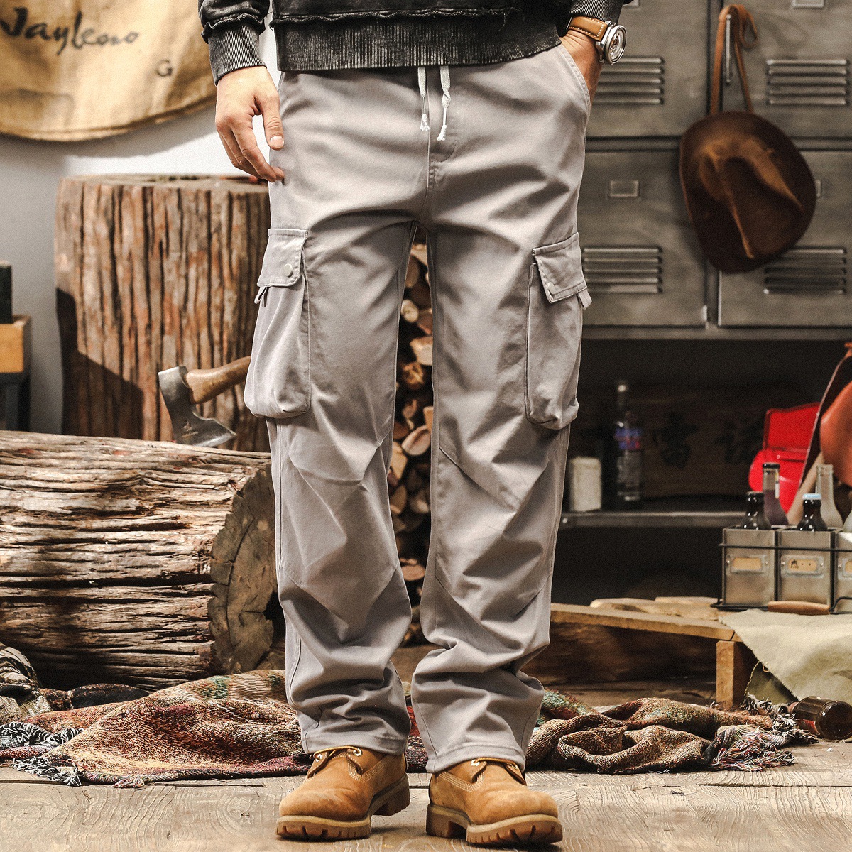 美式機能傘兵工裝褲子男秋季新款潮牌戶外通勤長褲寬鬆男士休閒褲