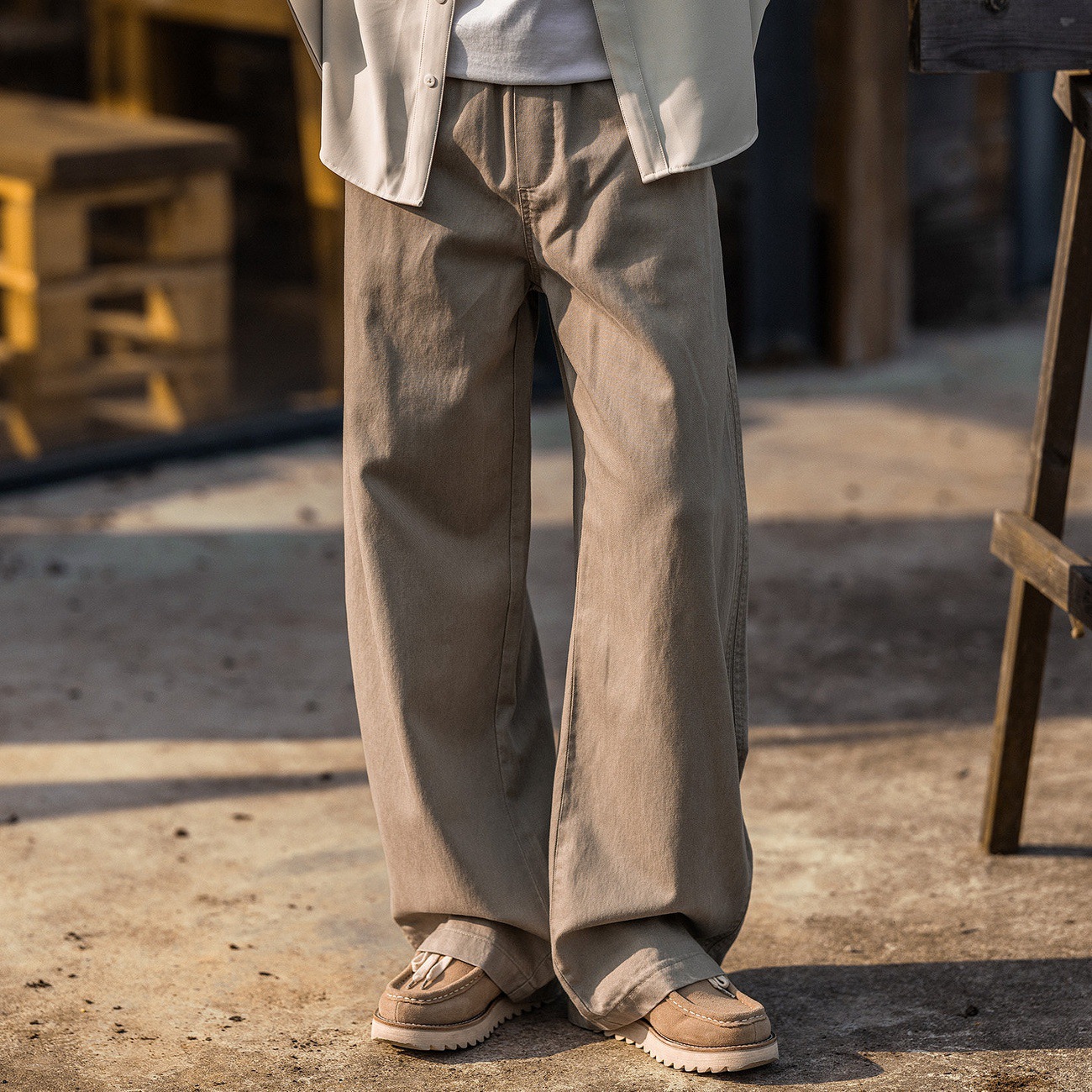 萊賽爾天絲褲子男春季2026新款潮牌男士休閒褲寬鬆薄款闊腿長褲男