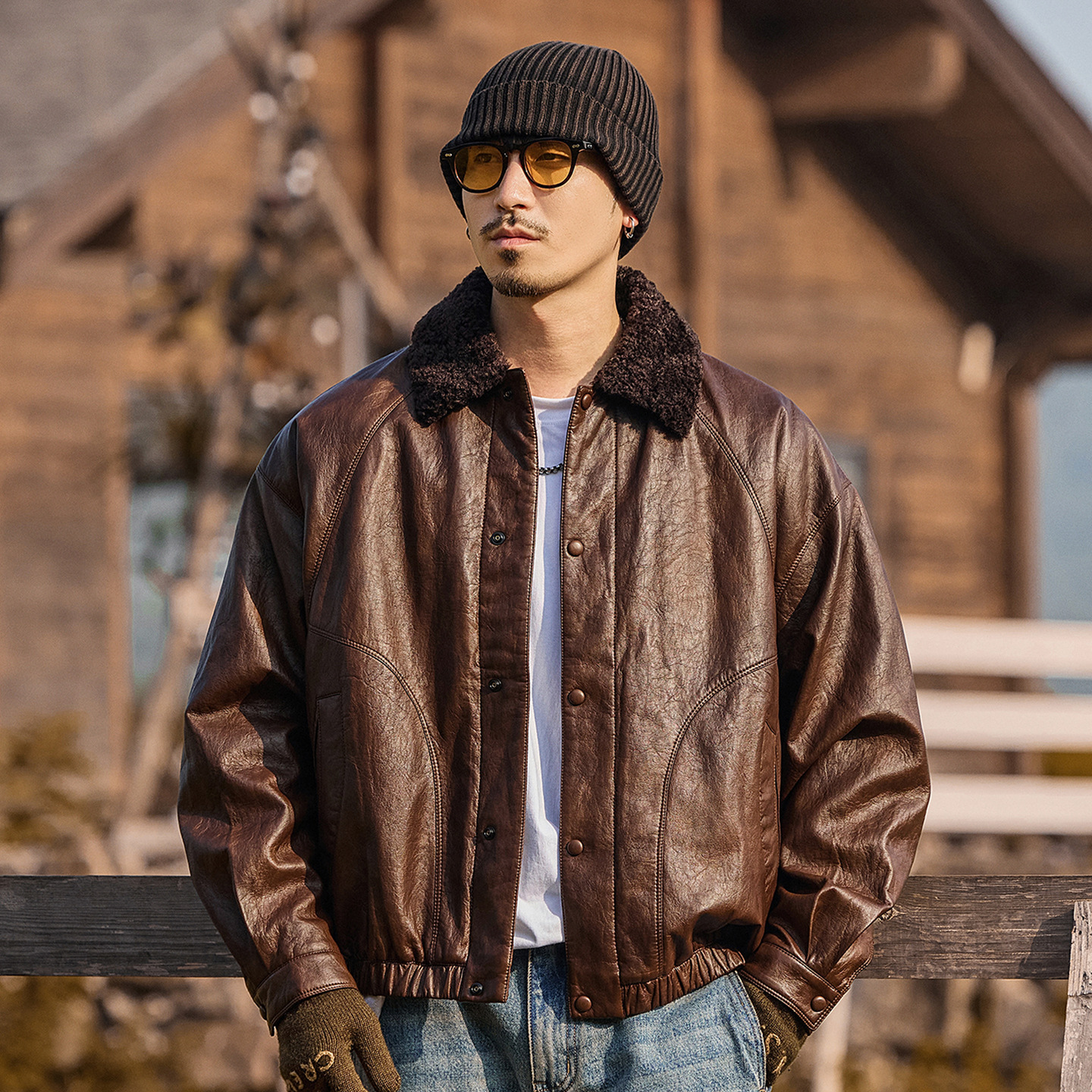 美式加厚羊羔絨棉服男冬季潮流機車皮衣男士棉襖保暖棉衣加絨外套