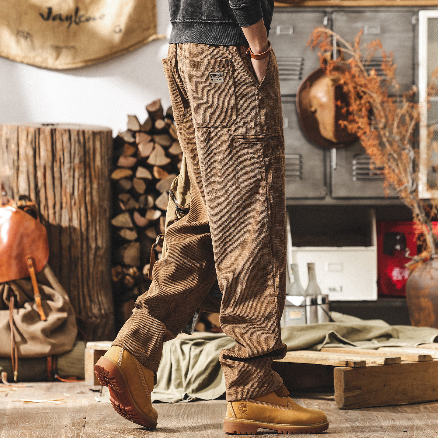 美式復古燈芯絨褲子男士寬鬆長褲春季2026新款潮牌直筒休閒工裝褲