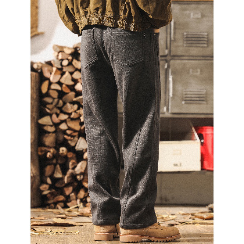美式复古雪尼尔裤子男春秋加厚高级感重磅2025新款宽松直筒休闲裤