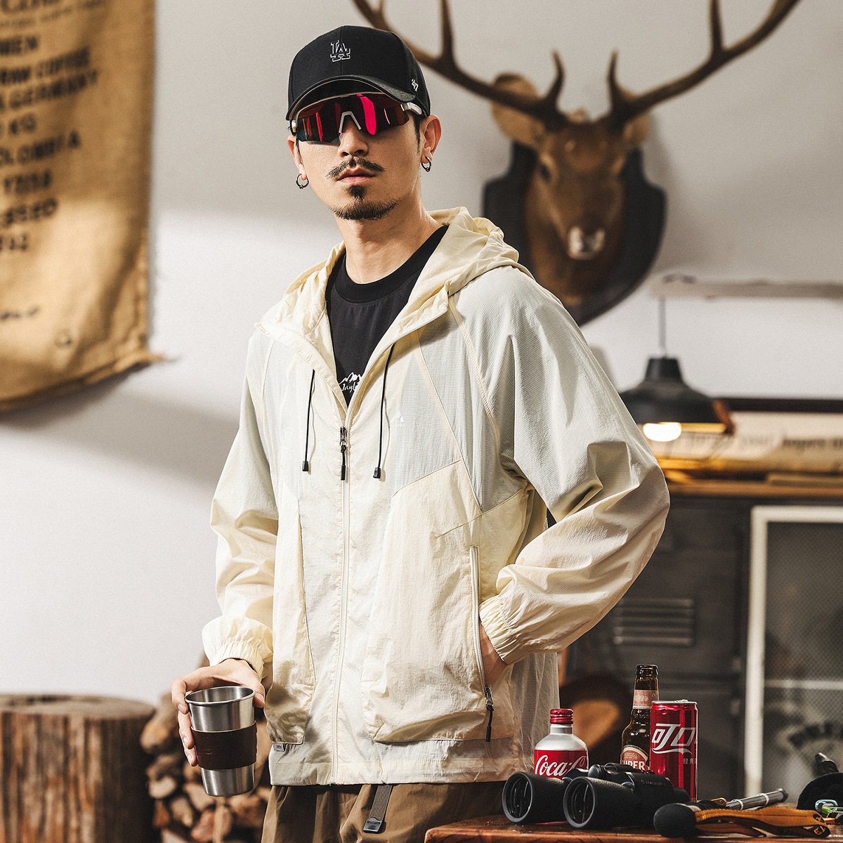 冰絲涼感速幹防曬衣男款夏季UPF50+防紫外線寬鬆防曬服薄款外套男