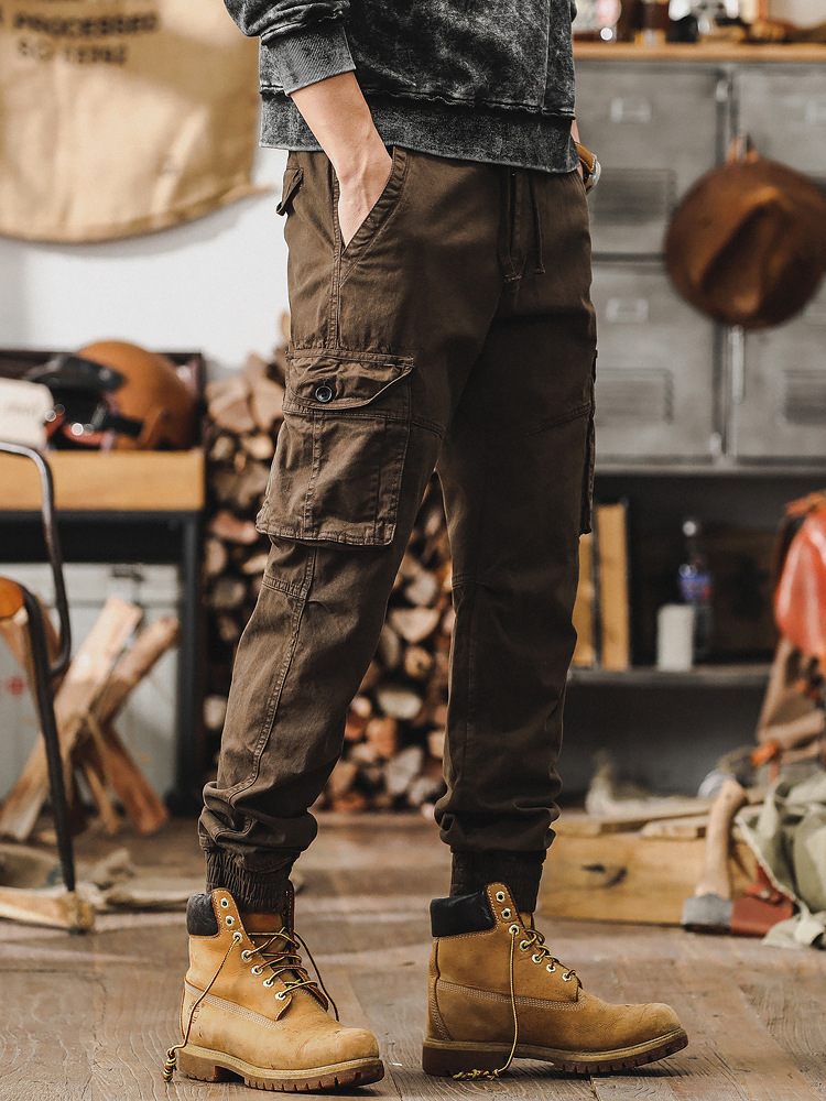 美式復古工裝褲男潮牌2024新款直筒男士春季褲子獵裝戰術休閒褲男