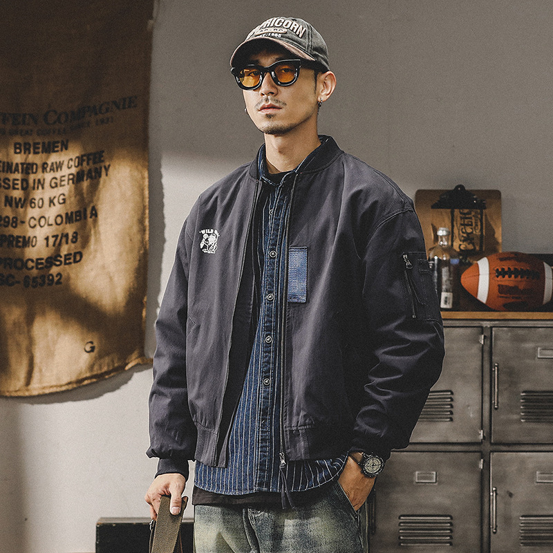 美式復古工裝夾克男潮牌寬鬆大碼棒球服飛行員外套男秋冬款