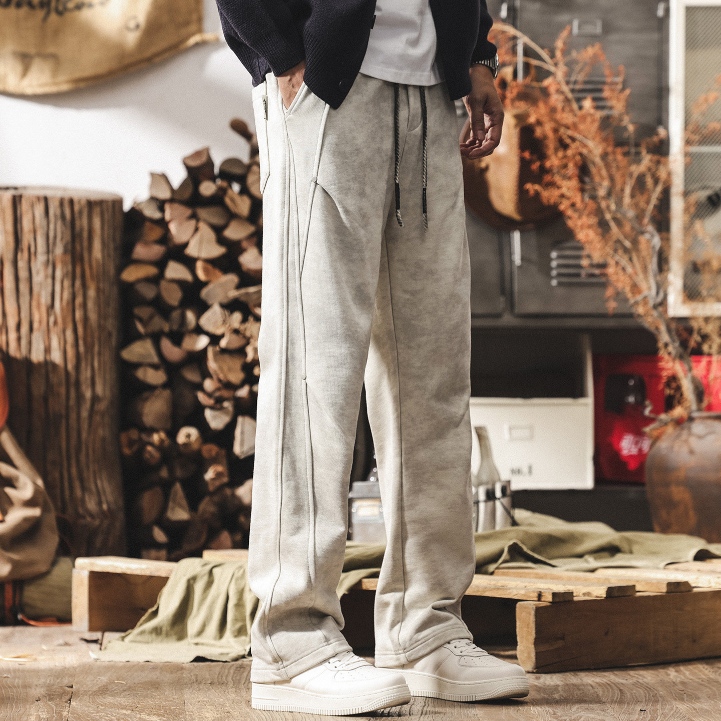 美式復古重磅扎染髒髒褲子男春季新款潮流直筒運動衛褲寬鬆休閒褲