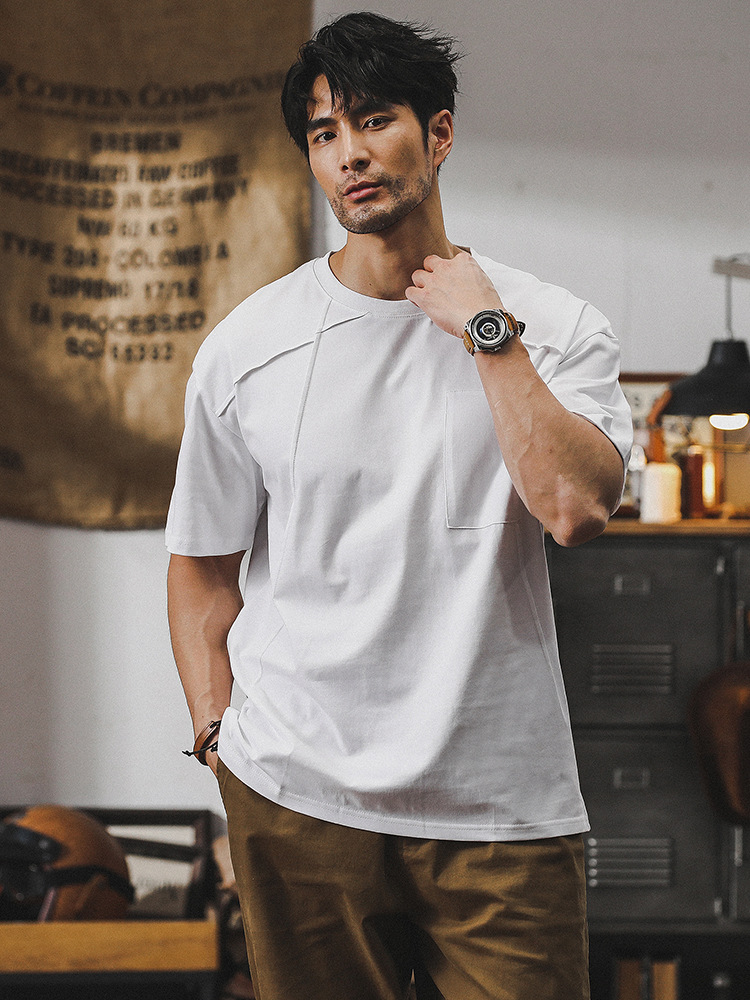 美式重磅260g男士T恤短袖2024新款潮流夏季寬鬆大碼男裝半袖衣服