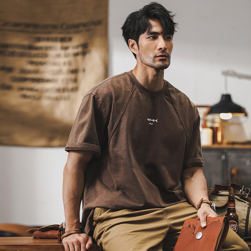 美式复古重磅T恤男短袖夏季2024新款潮牌硬汉廓形宽松上衣男T潮流