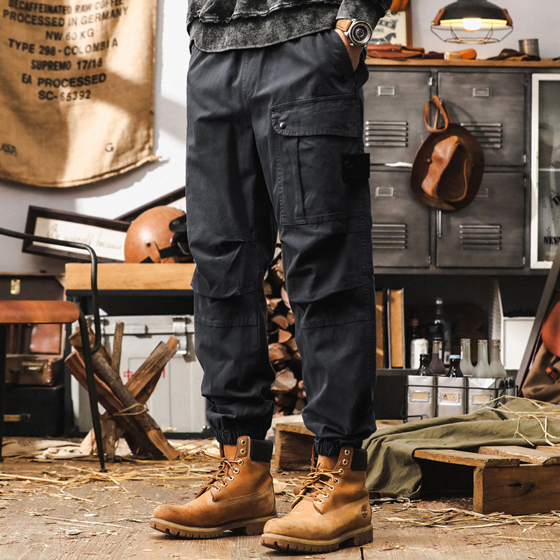 美式復古工裝褲子男春秋款潮牌寬鬆直筒男士休閒褲秋季束腳戰術褲