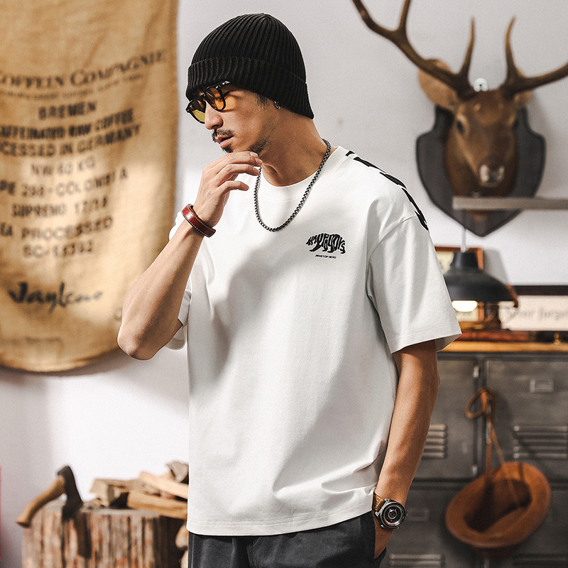 杰雷諾涼感清爽T恤男夏季2025新款美式潮流短袖T恤男休閒百搭上衣