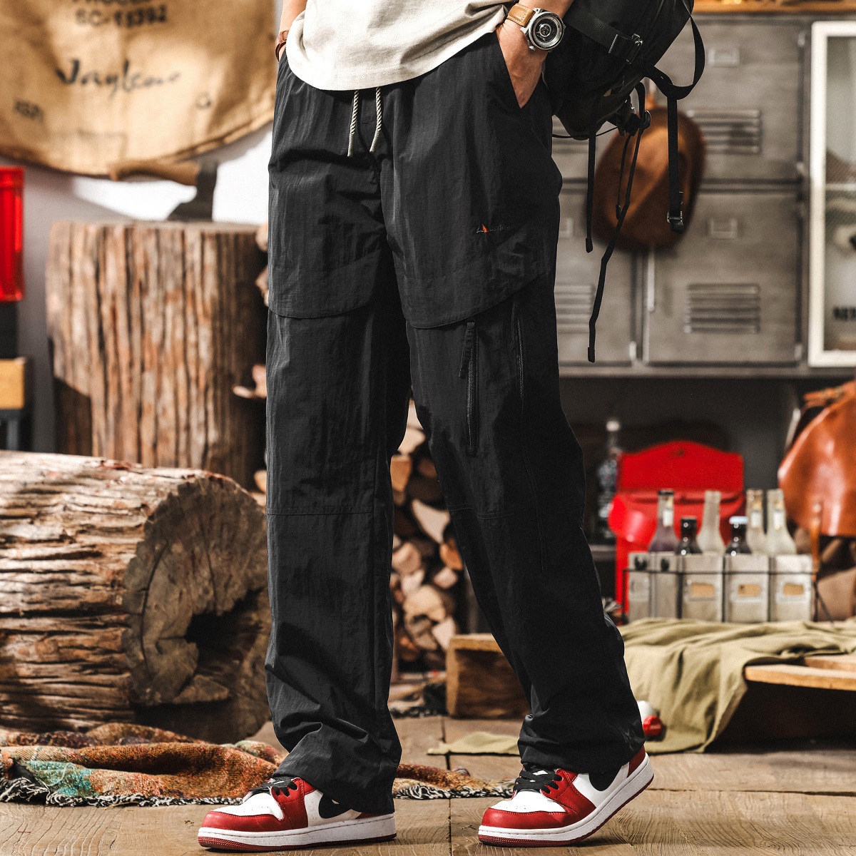 輕量化戶外冰絲涼感褲子男夏季薄款速幹徒步長褲男直筒寬鬆休閒褲