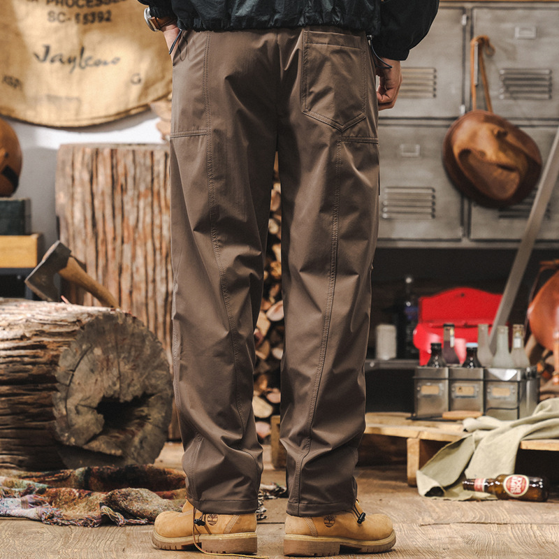 美式復古工裝褲子男直筒2024新款戶外機能傘兵褲男士秋季休閒長褲