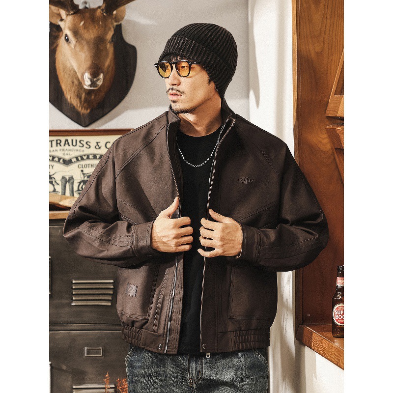 美拉德復古皮衣外套男春秋2025新款寬鬆機車服美式秋季休閒皮夾克