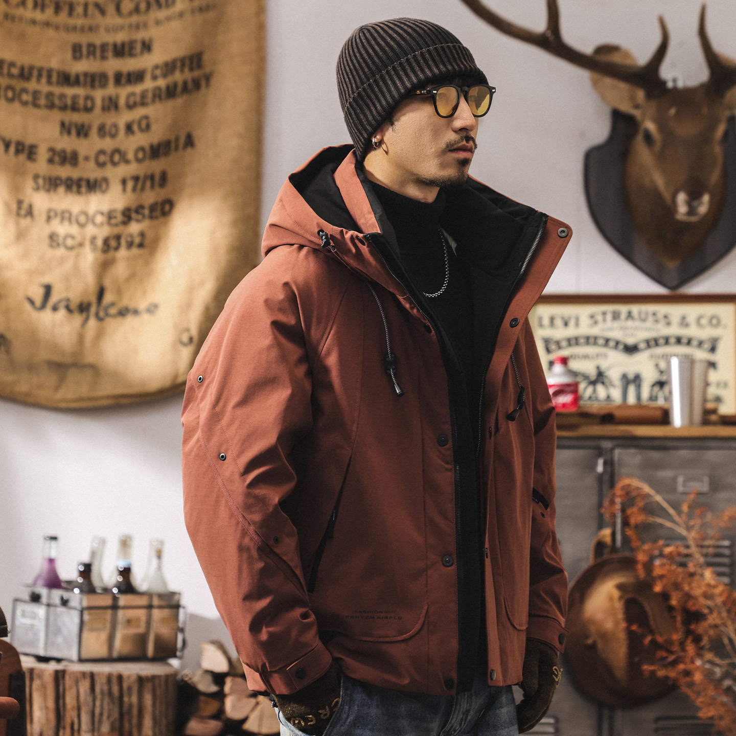 美式復古90%白鴨絨工裝羽絨服男款冬季加厚戶外機能保暖男士外套