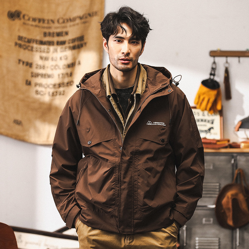 美式復古工裝外套男春秋款潮牌山系戶外衝鋒衣獵裝機能休閒夾克男
