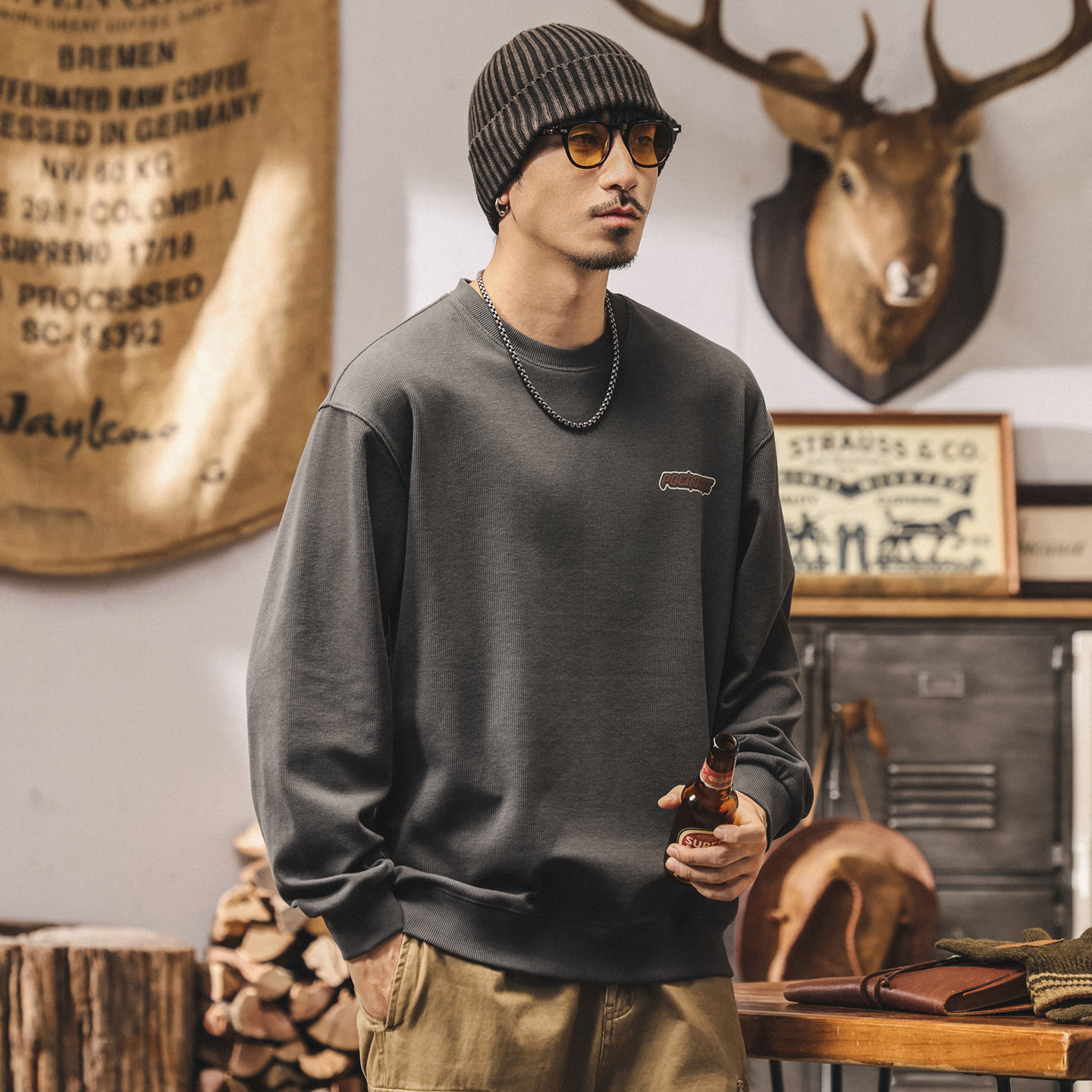 美式復古衛衣男款春秋2025新款潮牌寬鬆大碼休閒380g重磅男士上衣