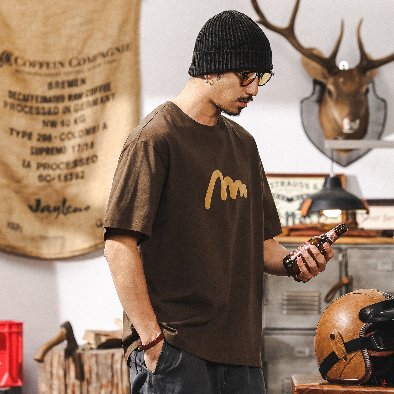 美式復古T恤短袖男款夏季2025新款潮流重磅寬鬆半袖男士上衣