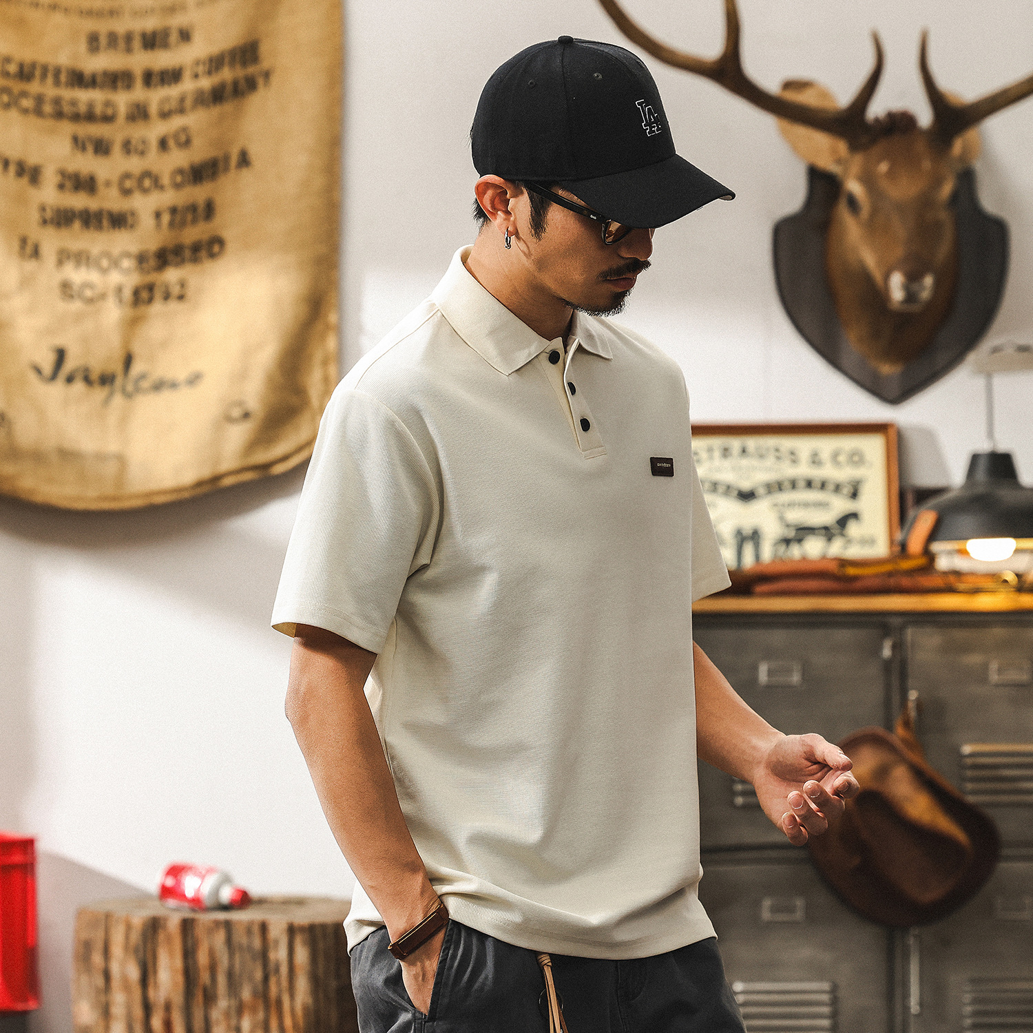 美式復古翻領Polo衫男夏季男士短袖2025年新款高級感重磅T恤男裝