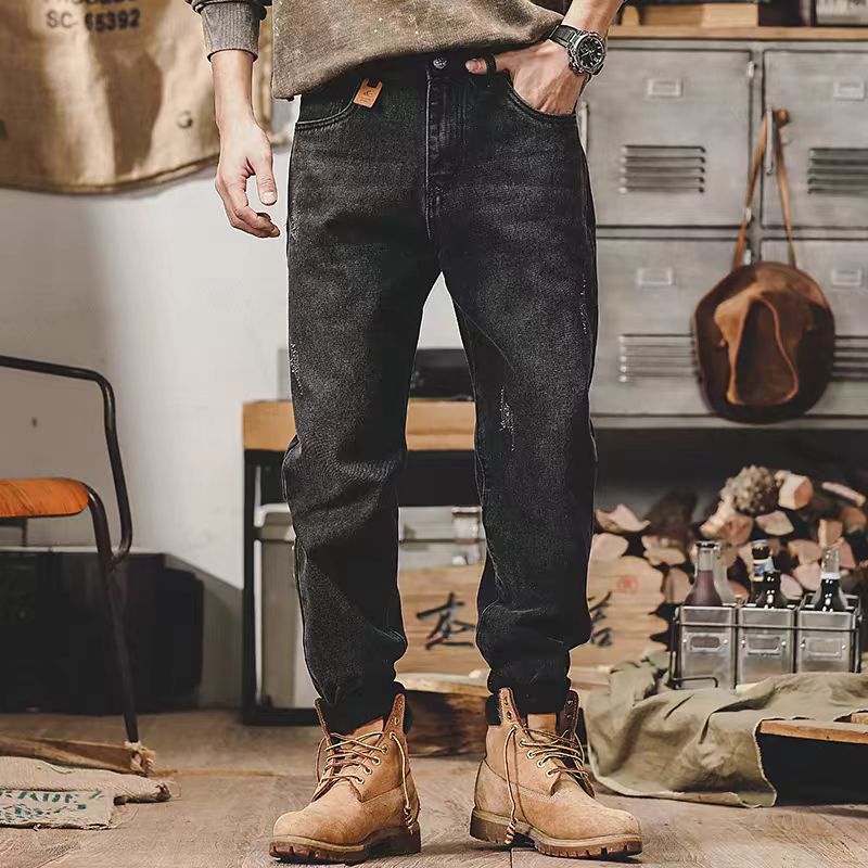 春季活性染不掉色牛仔褲男直筒2024新款美式經典原色水洗休閒褲男