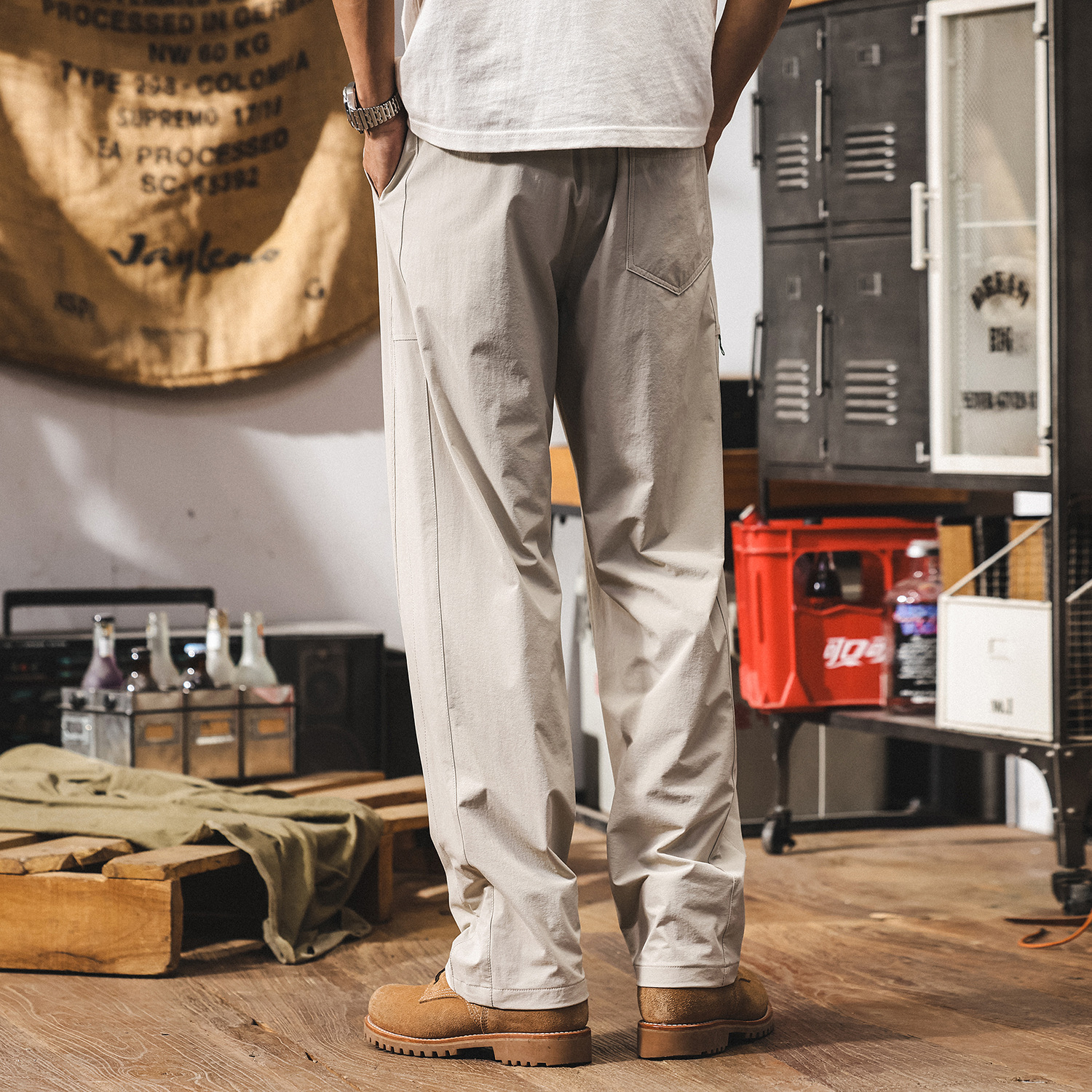 冰絲涼感褲子男夏季薄款戶外徒步速幹長褲美式潮牌寬鬆男士休閒褲