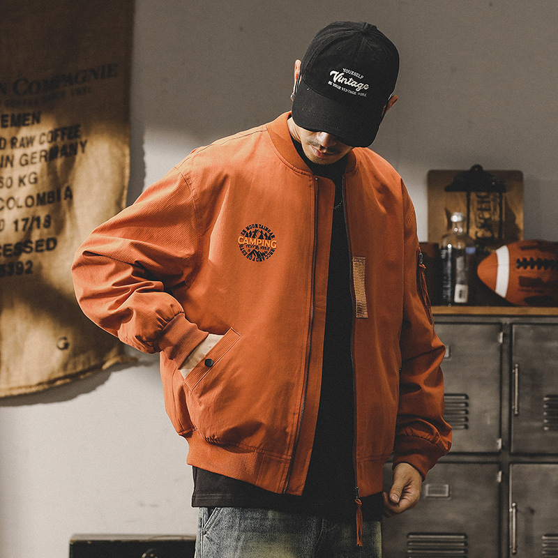 杰雷諾美式潮牌MA1飛行員工裝夾克男秋冬款山系印花棒球服外套男