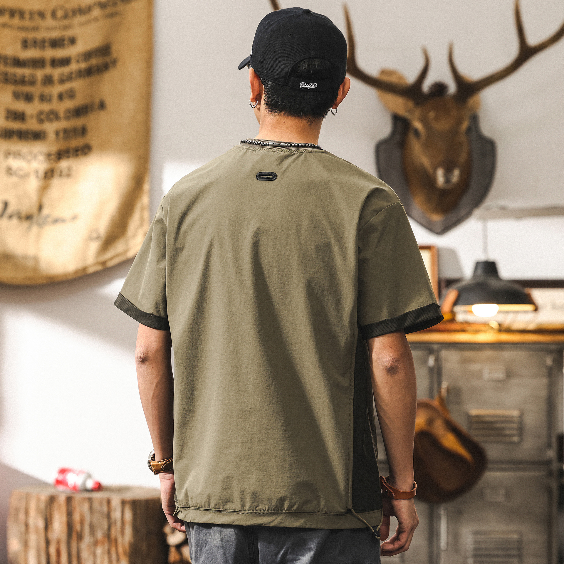 美式山系戶外短袖T恤男寬鬆夏季涼感城市通勤機能速幹半袖上衣男