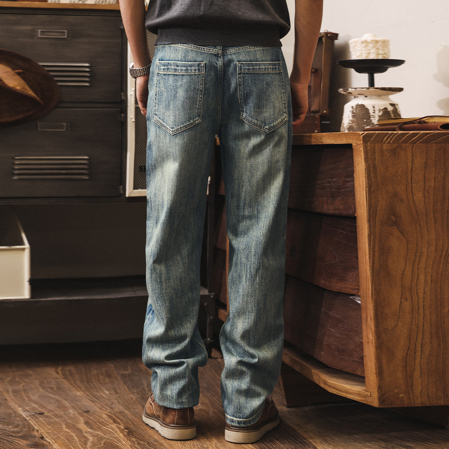 美式復古水洗牛仔褲男春季2026新款潮牌褲子男款直筒寬鬆休閒長褲