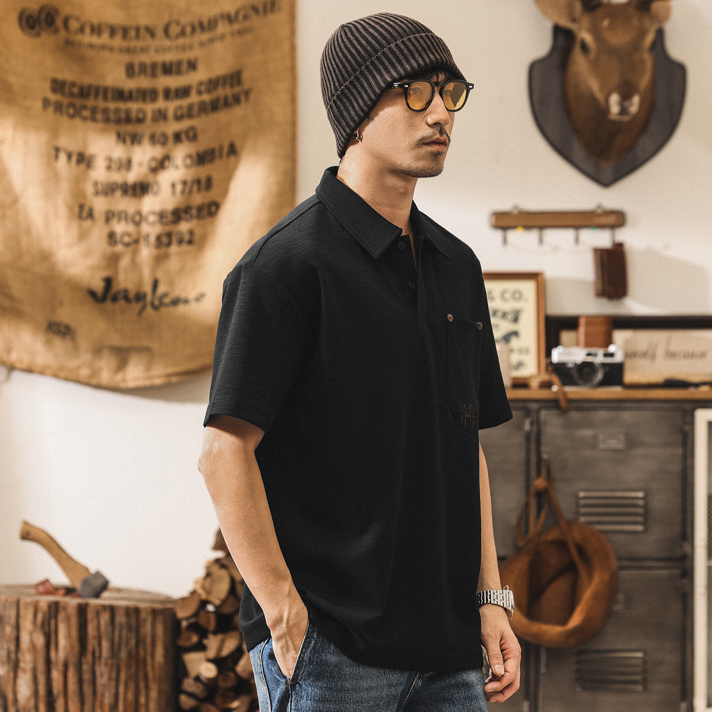 美式復古男士Polo衫短袖夏季2026新款潮牌男裝T恤男寬鬆半袖上衣