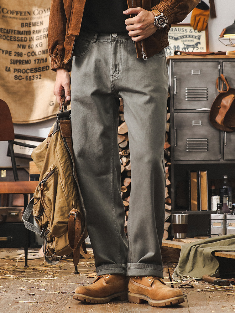 美式經典復古直筒牛仔褲男秋季潮牌褲子男寬鬆簡約百搭男士休閒褲