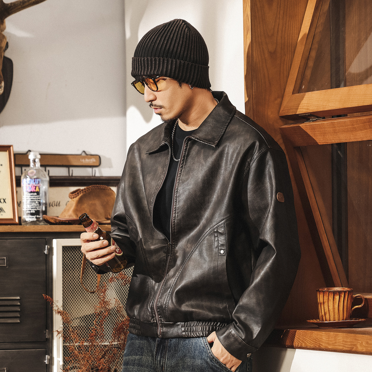 美式重磅復古軟皮衣外套男秋冬2025新款寬鬆潮牌痞帥機車皮夾克男