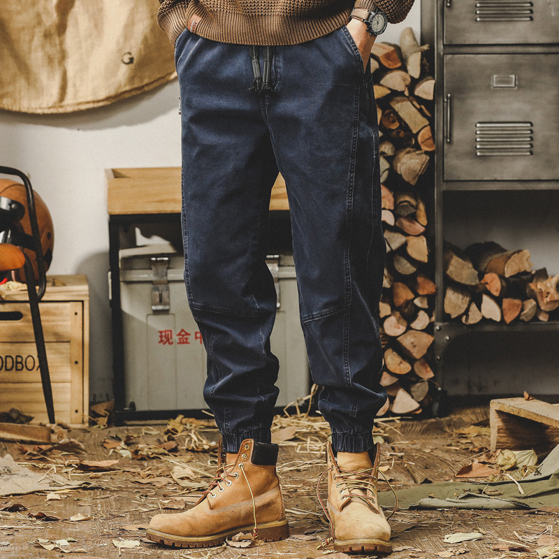 杰雷諾美式復古工裝褲子男秋冬款寬鬆潮牌潮流大碼束腳男士休閒褲