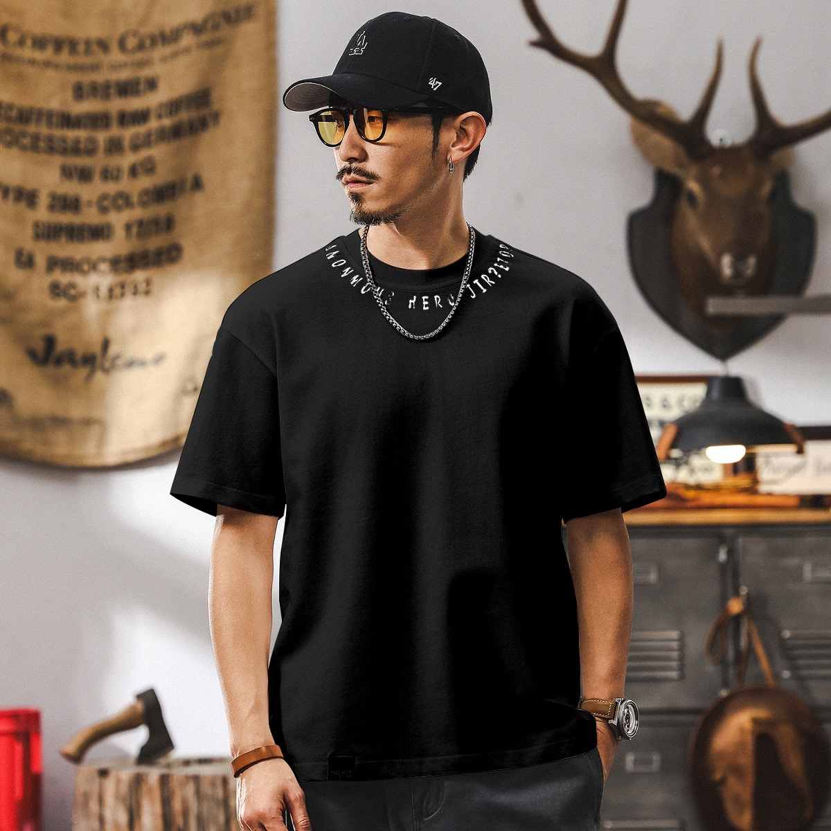 【7A級抗菌除蟎】涼感T恤男夏季短袖2025新款潮牌寬鬆半袖男