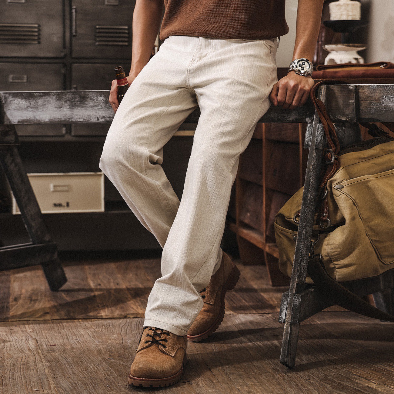 莫瑞老錢風牛仔褲男春季新款潮牌美式復古薄款休閒商務通勤直筒褲