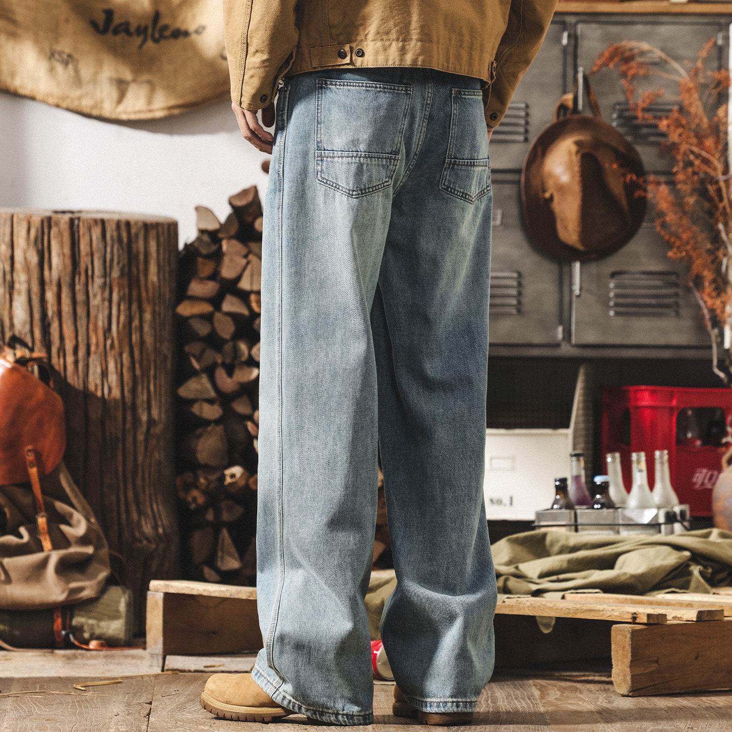 美式復古水洗牛仔褲男款直筒長褲子2026新款寬鬆闊腿褲春季休閒褲