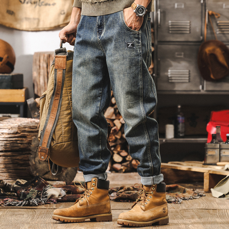 杰雷諾美式復古水洗牛仔褲2024新款男士潮牌褲子寬鬆直筒休閒褲男